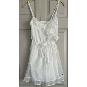 Vintage Y2K Hollister White Baby Doll Mini Dress Strap Lined Size XS‎ Cotton